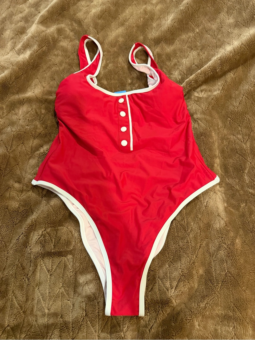 Cupshe Red One-Piece Swimsuit with White Trim